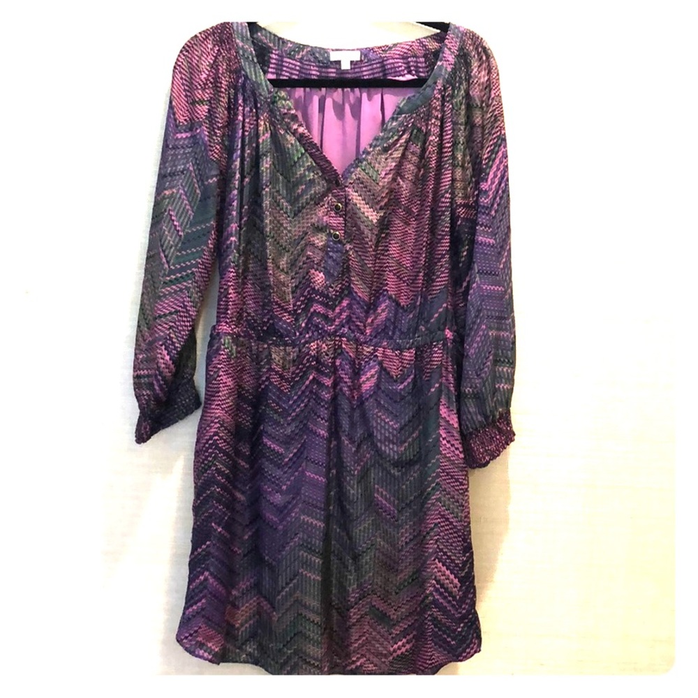Shoshanna Purple Chevron Silk Dress